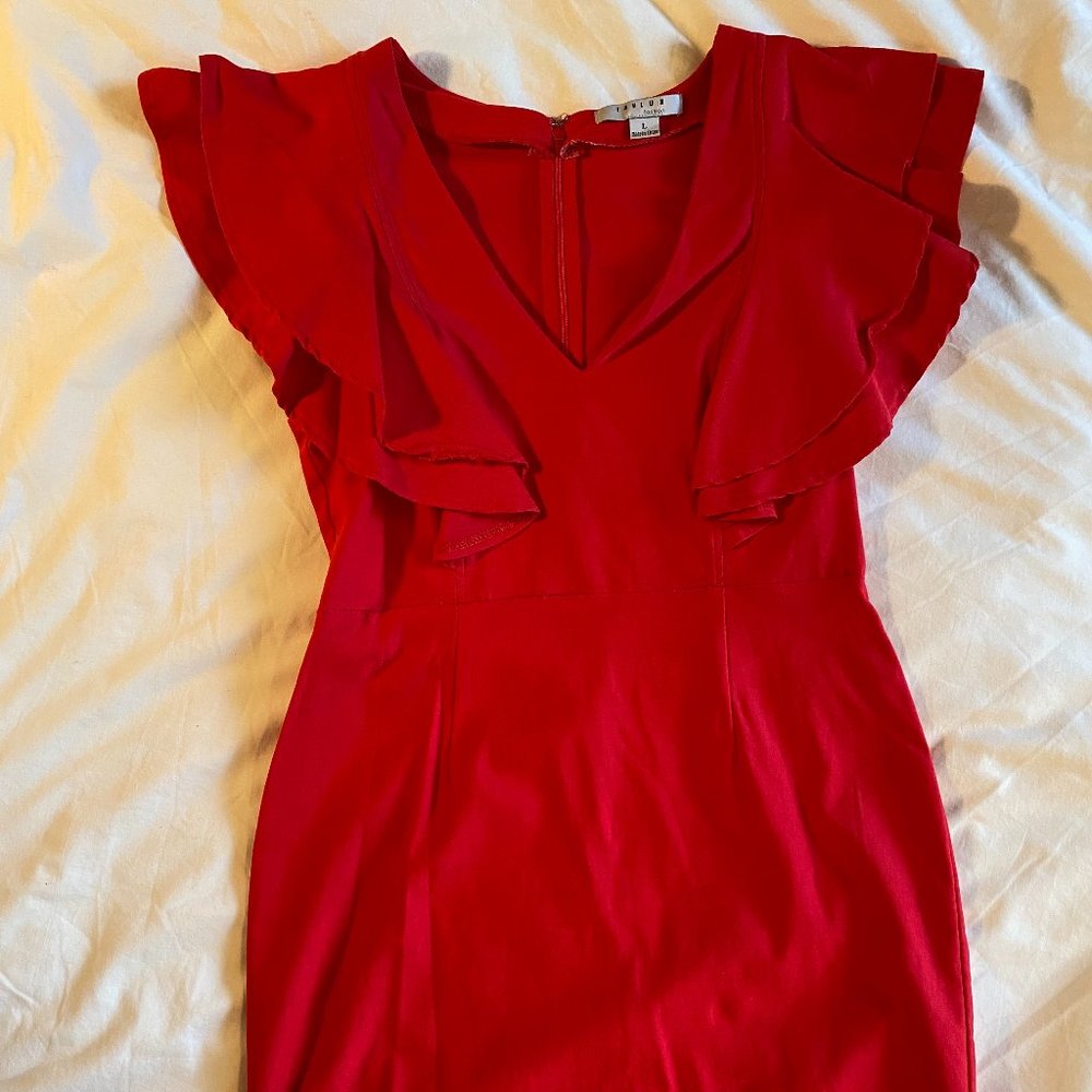 Red Midi Ruffle Dress- Size L